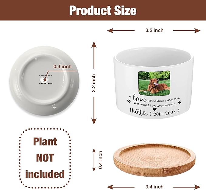 Customized Dog Memorial Picture Plant Pot Remembrance Gifts Heartfelt Sentimental Quote Loss Plaque In Loving Memory of Dog Cat Plant Pot for Your Loss Sympathy Decor Gifts Pawprints Pet