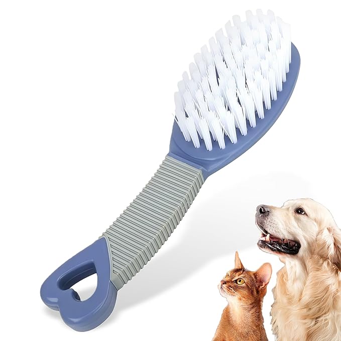 Blue Dog Brush with Handle Pet Grooming Tool for Dogs and Cats Remove Loose Hair Mats Knots Tangles Pet Hair Remover for Clothes Sofa Furniture