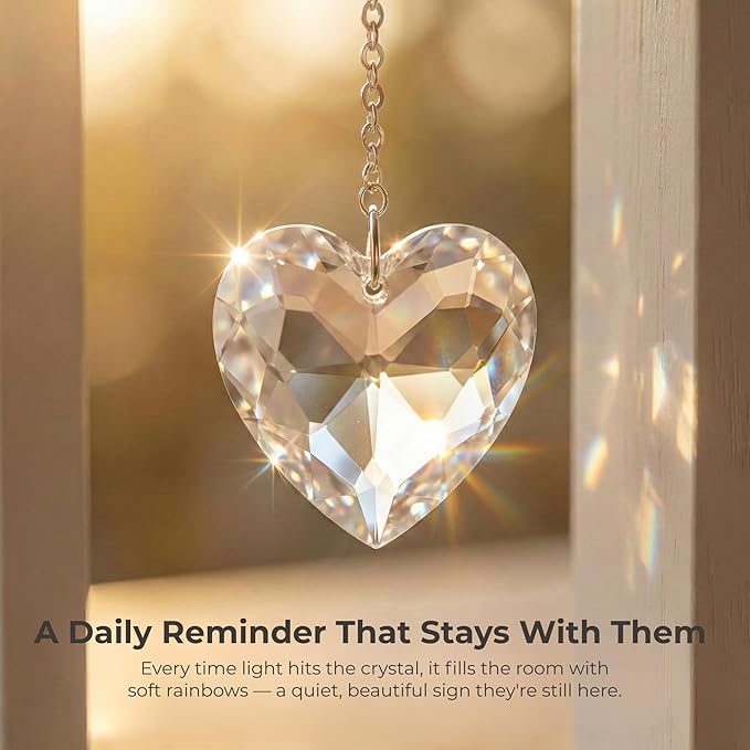 Dog Memorial Gift for Loss of Dog – 4x6 Wooden Photo Frame with Crystal Heart Suncatcher, Pet Memorial Picture Frame Keepsake