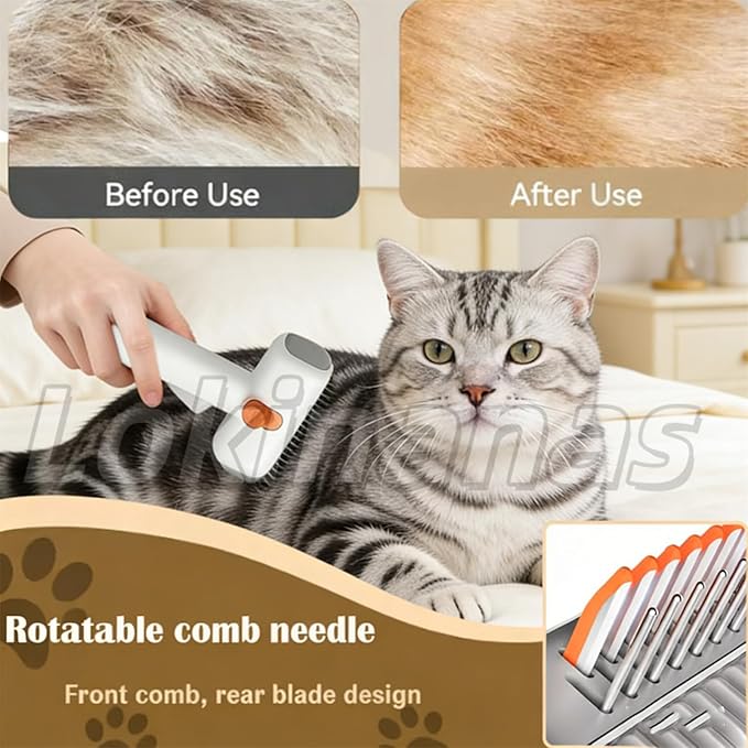 2026 New 2-in-1 Pet Self-Detangling & Grooming Comb, 2-in-1 Pet Comb Untangle & Remove Tangles One-Touch Switch, Pets Grooming Brush Detangle, Deshed, Massage for Dogs & Cats (2PCS)