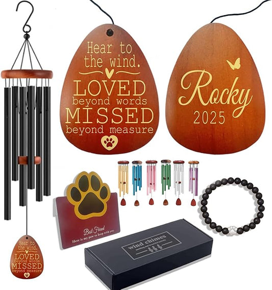Personalized Dog Memorial Gifts for Loss of Dog, Custom Pet Memorial Wind Chime, Pets Loss Passing Away Remembrance Bereavement Gift, Custom Sympathy Gifts of Pet
