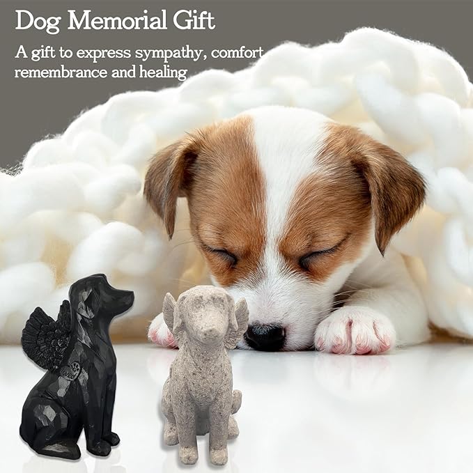 Angel Dog Figurine - Sympathy Gift for Dog Loss, Outdoor Memorial Statue Decor