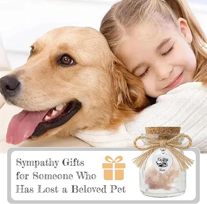 Custom Pet Hair Memorial Bottle with Engraved Photo & Text, Personalized Pet Fur Keepsake for Dog Cat Hair, Loss of Dog Sympathy Gift (Style 2)