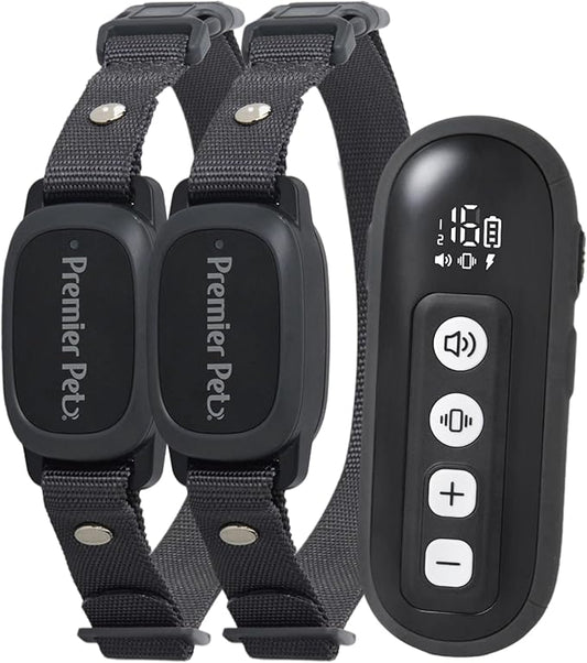 Premier Pet Dog Shock Collar - Safe Behavior Training - 1000ft Long Range Training Shock Collar with Remote - Waterproof Rechargeable Design - 3 Modes - 16 Levels of Static Stimulation - 2 Collars