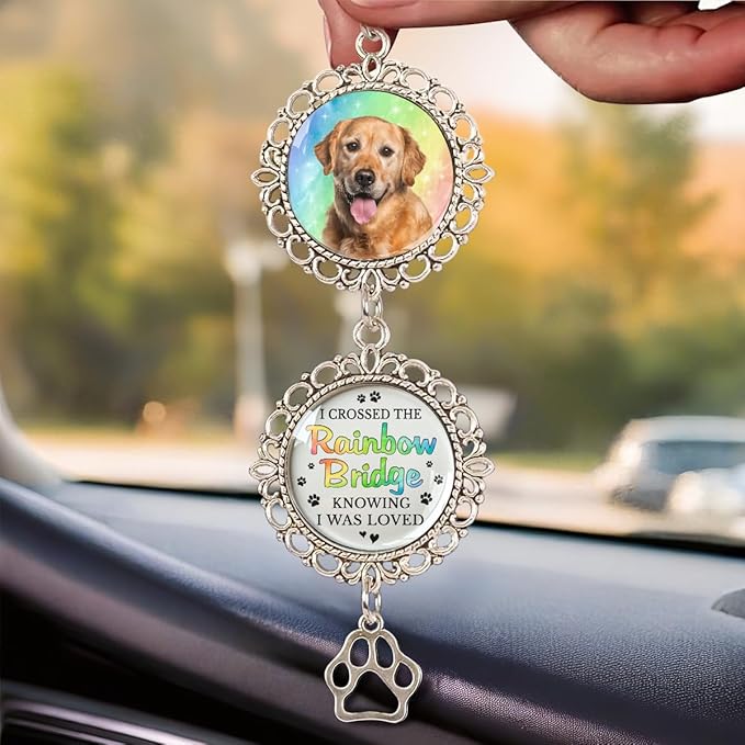 Custom Photo A Piece of My Heart, Personalized Pet Memorial Car Ornament, Dog Memorial Gifts for Loss of Dog, Pet Loss Sympathy Gift, Rear View Mirror Accessories, in Loving Memory