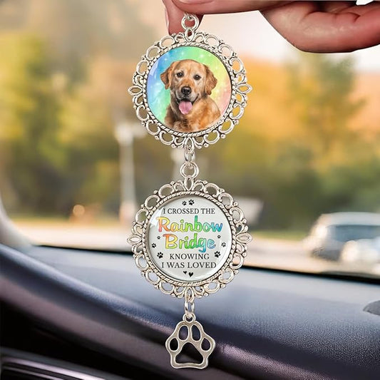Custom Photo A Piece of My Heart, Personalized Pet Memorial Car Ornament, Dog Memorial Gifts for Loss of Dog, Pet Loss Sympathy Gift, Rear View Mirror Accessories, in Loving Memory