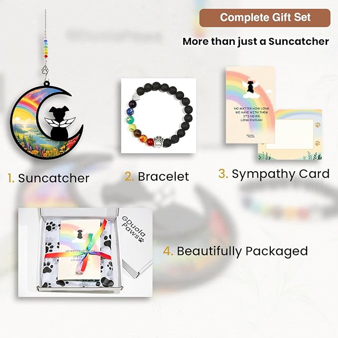Personalized Dog Memorial Gifts for Loss of Dog, Pet Sympathy Suncatcher, Rainbow Bridge Dog Remembrance Gift, Dog Passing Away Ornament for Window Hanging (Rainbow River)