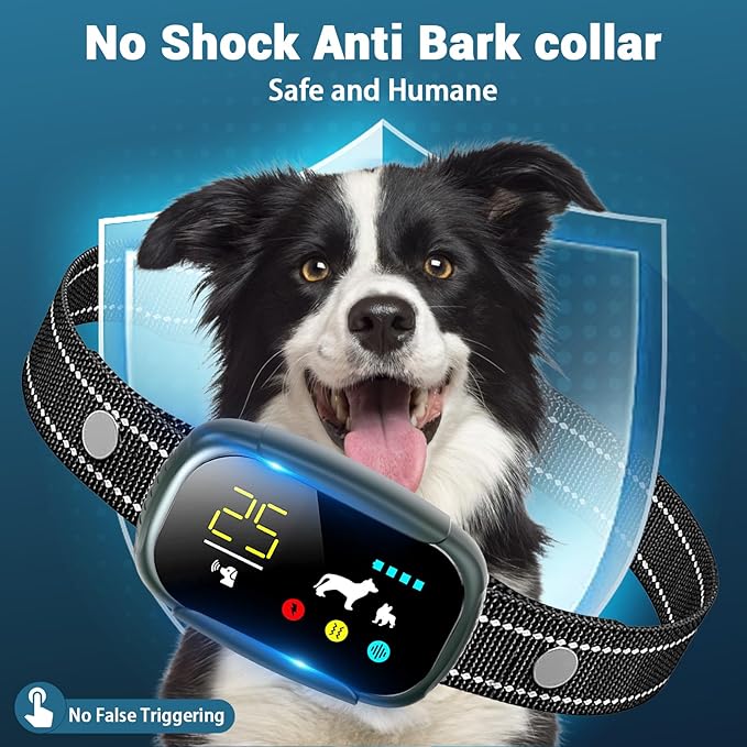 Dog Bark Collar, Dog Shock Collar for Large Medium Small Dogs 10-150lbs, Rechargeable Anti Barking Training Collar with 5 Adjustable Sensitivity, IP67 Waterproof Dog bark Deterrent Devices (Green)