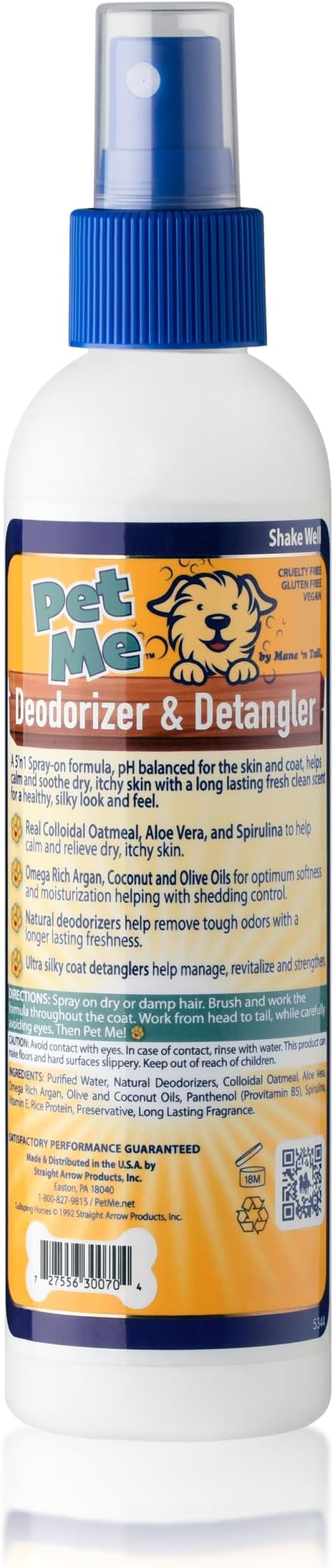 Mane 'n Tail Pet Me Deodorizer & Detangler with Real Colloidal Oatmeal, Aloe Vera and Spirulina (2 Pack)