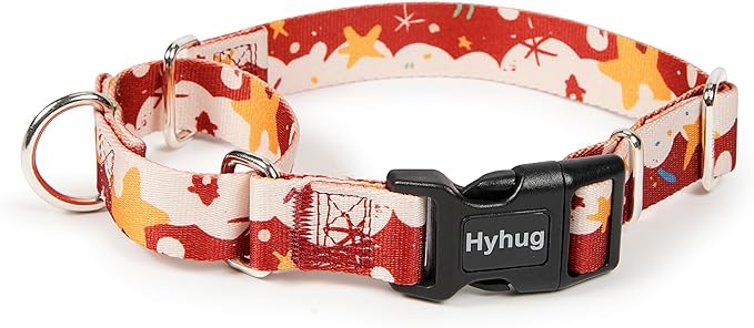 Hyhug Pets Adjustable Martingale Dog Collar with Quick Release Buckle, Colorfast, Heavy Duty, Anti-Escape, Training No Slip Puppy Collar. (Star, Large)