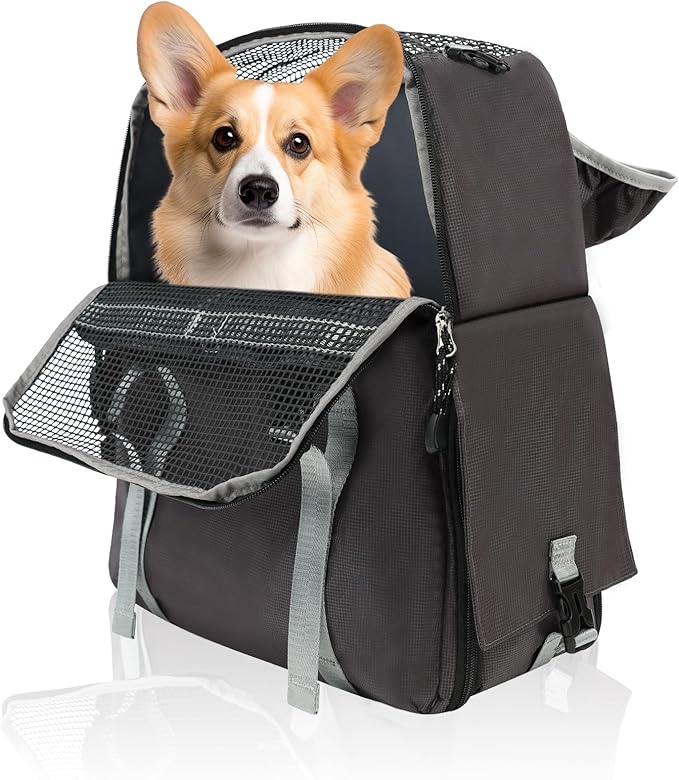 Cat Dog Backpack Carrier for Hiking Travel Portable Pet Daypack for Dog Cat Below 7kg/15.5 lbs -Gray