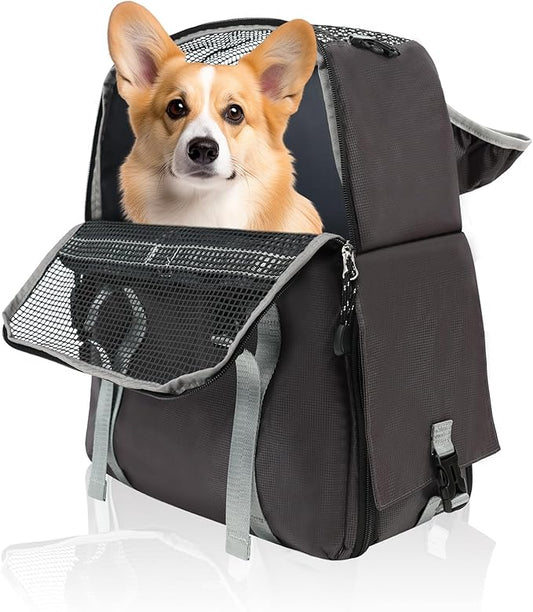 Cat Dog Backpack Carrier for Hiking Travel Portable Pet Daypack for Dog Cat Below 7kg/15.5 lbs -Gray