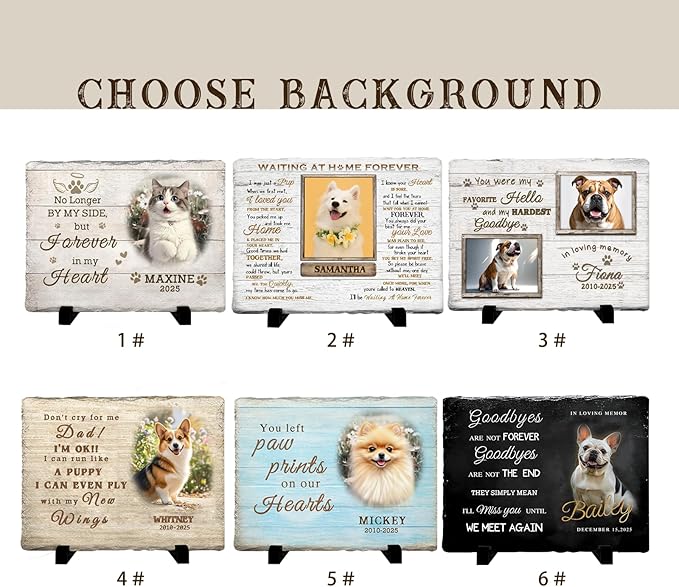 Personalized Pet Memorial Stone, Custom Dog Memorial Gifts for Loss of Dog with Photo Name Date, Dog Remembrance Gift, Loss of Dog Sympathy Gift for Dog Cat Lovers (Quote 8)
