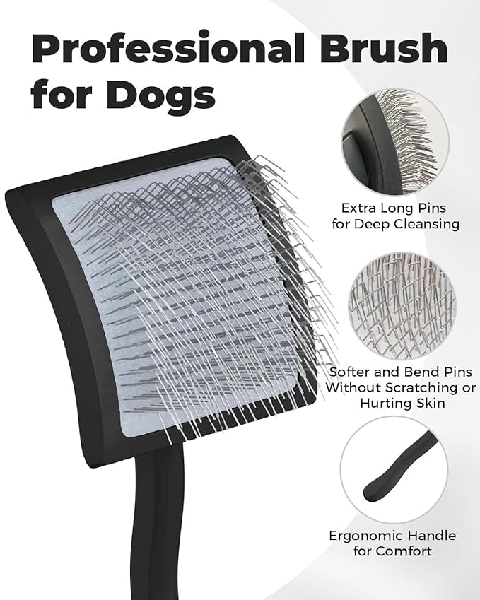 Professional Pet Slicker Brush for Long Haired Dogs&Cats Large Grooming Tool for Dematting, Detangling, Removes Loose Fur,Suitable for Doodles,Poodles,Goldendoodle, Labradoodle, Long Thick Curly Coats