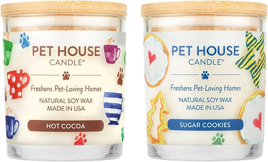 Pet House Candles Plant Based Pet Candle, Clean Burning, Long Lasting for Home, Hot Cocoa and Sugar Cookies