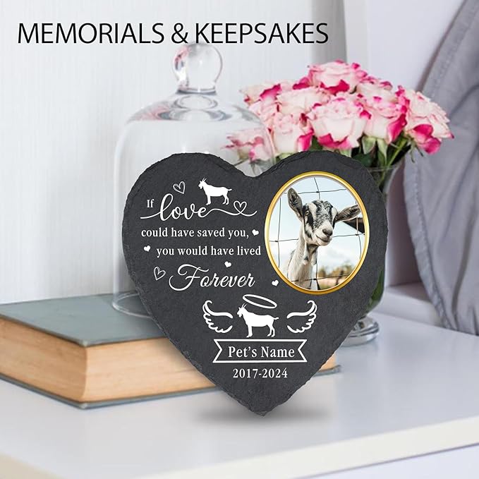 Personalized Pet Photo Memorial Stone for Goat, Custom Goat Sympathy Gifts for Loss of Goat, Personalized Pets Goat Gravestone, Sheep Tombstone Garden Memorial Plaque