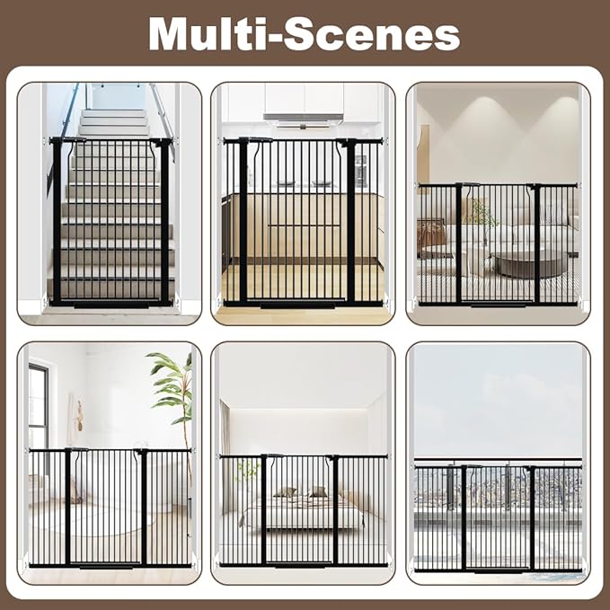 41" Extra Tall Dog Gate for Doorways Stairs, 54.8-60.2 in in Wide Baby Gates Walk Thru, No Drill Long Pet Gate for Doggie Puppy, Auto Close Large Child Safety Gate with Door Indoor, Black