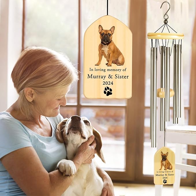 Touber Personalized Pet Remembrance Wind Chime - Dog Memorial Gift for Loss of Pet