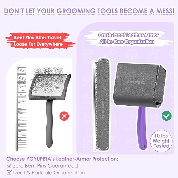 Large Slicker Brush for Dogs,Doodle Brush for Poodles, Goldendoodles, Labradoodle, Extra Long Pins for Detangling Matted Fur & Removing Tangle, Dog Grooming Kit with Wooden Handle. Purple