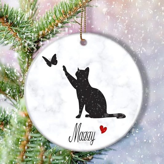 Personalized Cat Memorial Ornament - Custom Sympathy and Condolence Gift for Pet Loss