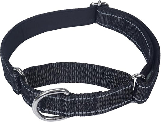 SGODA Martingale Dog Collar, Reflective Nylon Padded Dog Training Collars for Small Dogs, Black S
