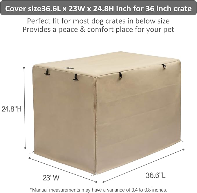 X-ZONE PET Double Door Dog Crate Cover - Polyester Pet Kennel Cover (Fits 24 30 36 42 48 inches Wire Crate) (36Inch, Tan)