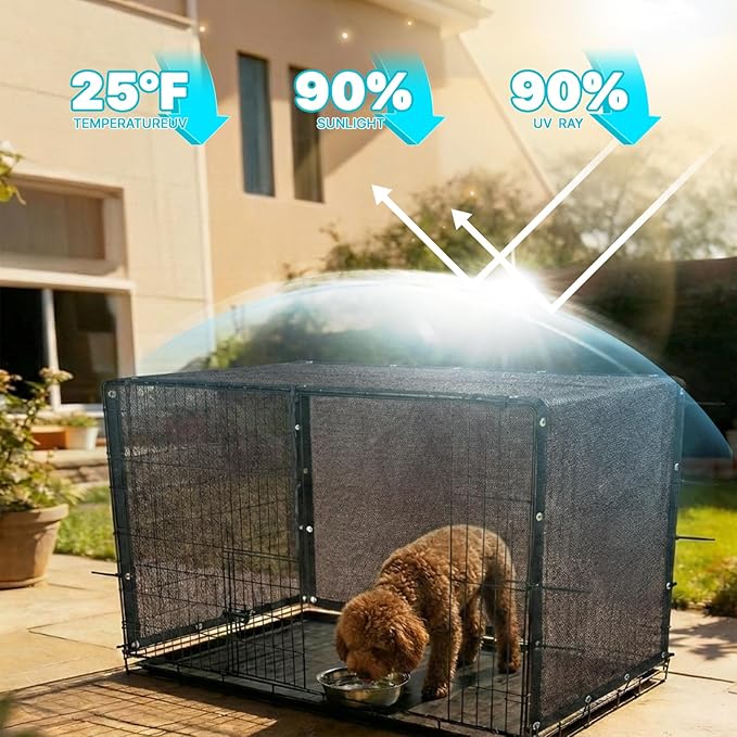 Royal Shade 8' x 22' Brown Custom Size 90% Shade Cloth Dog Kennel Shade Mesh Tarp Sunblock with Grommets for Dog Kennel Cover, Fence Privacy Screen, Greenhouse, Chicken Coop & Pet Playpen.