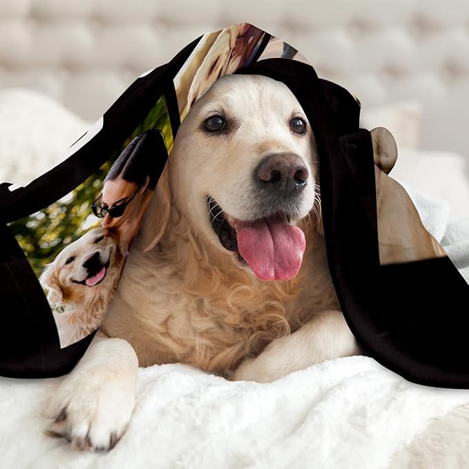 Personalized Pet Memorial Gifts, Custom Throw Blanket with Pet Photo & Name, Customized Pet Memorial Gifts for Loss of Dog Cat, Puppy Bereavement/Passing Away Gifts, Remembrance Gift for Dog Mom Dad