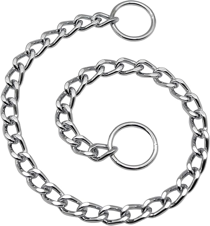 Herm Sprenger Chrome Plated Steel Dog Collar with Short Flat Links Choke Chain Two O-Rings for Small Medium Large Dogs Professional Training Collar Correction Slip Chain Made in Germany (20in (50cm))
