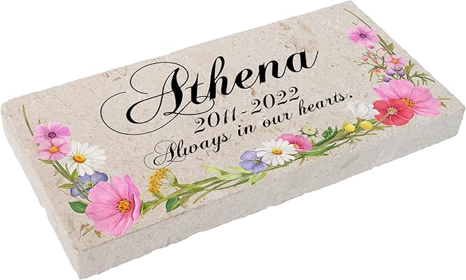 Personalized Pet Memorial Stone, 6x12 Custom Limestone Pet Grave Markers as Keepsake or Pet Remembrance, Thoughtful Pet Loss Gifts for Bereaved Pet Owners, Personalized Memorial Gifts (Athena)