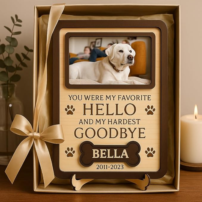 Nazenti Personalized Dog Memorial Gifts with Photo, Custom Pet Loss Frame for Dog Owners, Sympathy Gift for Loss of Dogs, Pet Remembrance Keepsake Frame, Cat Lovers Gift, Cat Bereavement Gifts