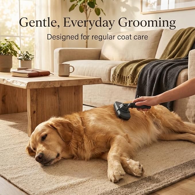FIELD & FUR Slicker Brush: Essential Dog & Cat Grooming Tool for Shedding, Detangling, and Daily Care - Perfect for Doodles, Poodles, and Puppies with Comfortable Grip and Fine Stainless Steel Pins