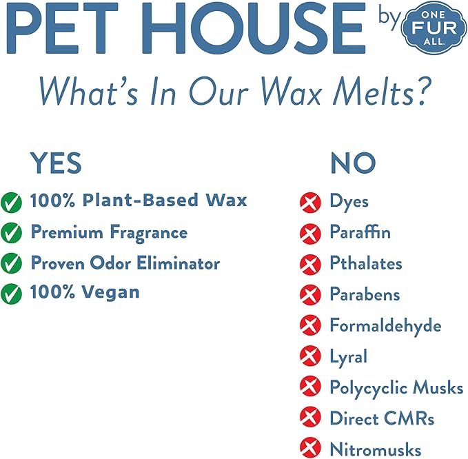 One Fur All Pet House Spring and Summer Wax Melts for Pet Odor, Natural, Plant Based Soy Wax Melts, Long Lasting Fragrance for Fresh Smelling Homes, Fresh Cut Roses