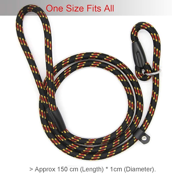 Coolrunner Durable Dog Slip Rope, 5 FT Training Leash, Strong Adjustable Pet Slipknot for Small Medium Dogs (10-80 lb) Black