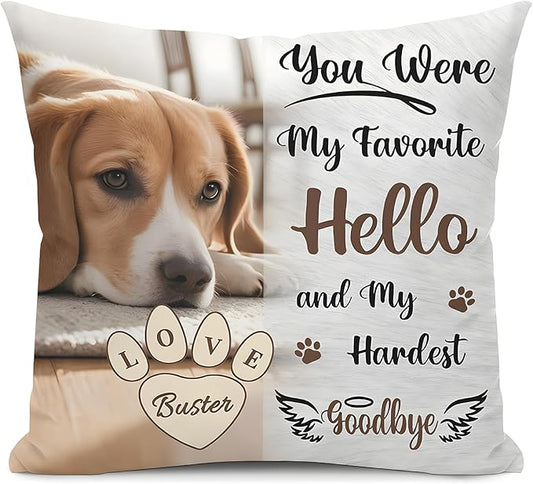 Alienc Personalized Dog Memorial Pillow with Photo - Custom Pet Memory Gift, Soft Sympathy Gift for Loss of Dog or Cat, Heartfelt Remembrance Throw Pillow