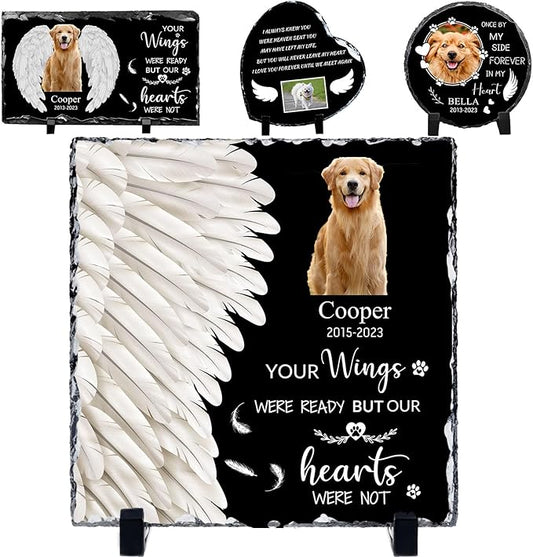 Pet Memorial Stones for Dogs Personalized Photo Rock Slate Square Shape Customized Memorial Stone Gifts for Loss Dog Cat