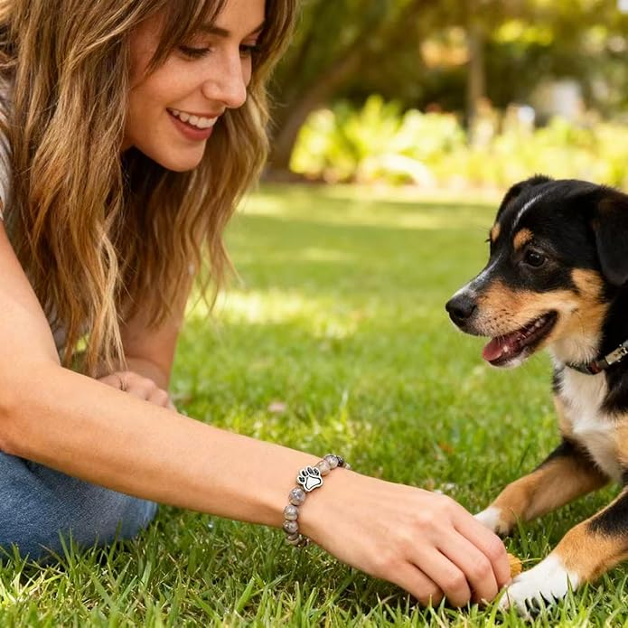 LINGYUAN Pet Memorial Gifts for Dogs Cats, Pet Memorial Bracelet, Remembrance Pet Loss Sympathy Gift for Cat Dog Lovers, Bereavement Gifts for Loss of Pet