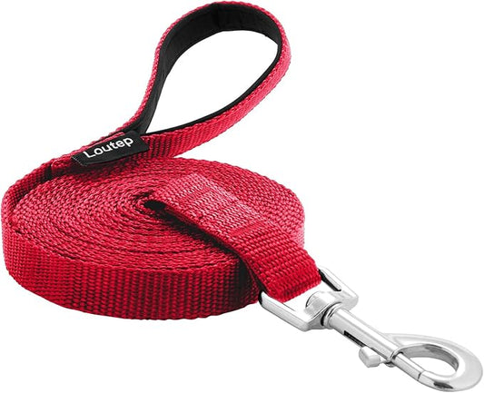 Dog Training Leash - Long Line for Recall & Obedience, Nylon Training Lead with Padded Handle, 15 ft / 20 ft / 30 ft / 50 ft / 100 ft - Long Leash for Dogs Outside, Small/Medium/Large