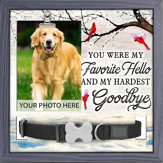 Pawfect House Dog Memorial Picture Frame With Collar Holder, Pet Memorial Gifts For Dogs, Dog Passing Away Gifts For Grieving Friend, Pet Loss Sign 9x9 Inches, Bereavement Gift Ideas