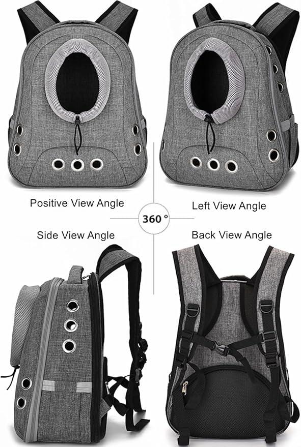 Pet Dog Backpack Carrier Small Doggy Front Backpack,Large Space Cat Carrier Backpack,Ventilated for Hiking,Camping,Travel,Suitable for Shopping and Vet,Max 12 lbs(‌Gray)