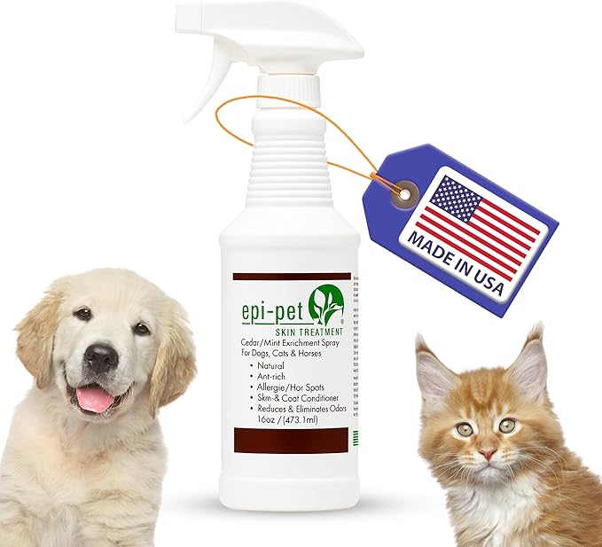 Epi-Pet Veterinary Formulated Dog Hot Spot and Dog Itch Spray, Pet Skin Treatment Spray for Allergies, Deshedding and Redness, Use it as Skin and Coat Conditioner (16 Fl Oz (Pack of 1), Cedar)