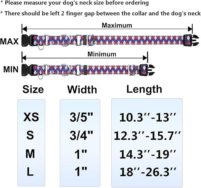 Reflective Martingale Dog Collar with Buckle Soft Nylon Geometric Patterns Pet Collars for Extra Small Dogs (Argyle, XS)