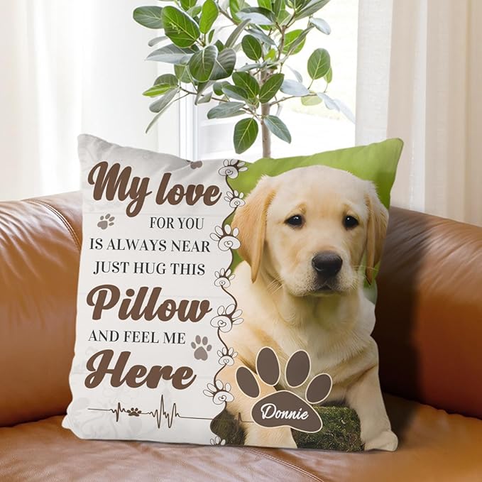 Alienc Personalized Dog Memorial Pillow with Photo - Custom Pet Memory Gift, Soft Sympathy Gift for Loss of Dog or Cat, Heartfelt Remembrance Throw Pillow