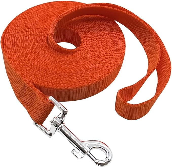Nylon Training Dog Leash for Small Medium Large Dogs, 15ft 20ft 30ft 50ft Long Leash Dog/Puppy Lead for Obedience Recall Training, Camping (20ft, Orange)