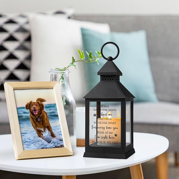 Pet Memorial Gifts for Loss of Dogs Cats Paw Print Left Memorial Lantern Sympathy Gifts Bereavement Gifts Dog Remembrance Gift in Memory of Dog Cat