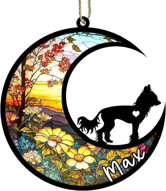 Personalized Dog Memorial, Custom Name Chinese Crested Dog Christmas Ornament, Custom Breeds, Pet Loss Light Catcher, Gifts for Lovers Loss of Pet Sympathy on Mothers Day Christmas