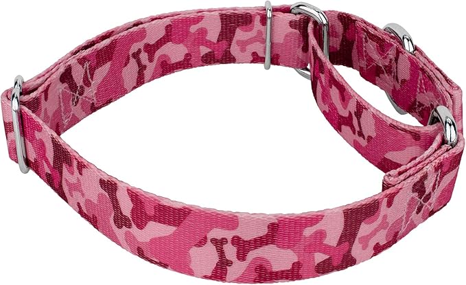 Country Brook Petz - Pink Bone Camo Martingale Dog Collar - Camouflage Collection Featuring Rugged Designs (1 Inch, Large)