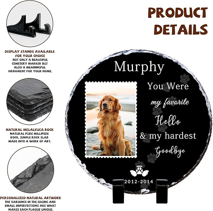 Pet Memory Stone, Personalized Round Shaped Garden Stone, Dogs Memorial Gifts for Loss of Dog, Cat Memorial Gifts, Pet Headstones for Dogs
