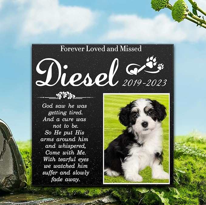 ADFSTONE Cat Memorial Stones, Pet Headstone for Loss Gifts, Animal Grave Markers - Sympathetic Dog Gift, Granite Pet Burial Markers, Personalized Pet Gravestone, Garden Stones for Bereavement