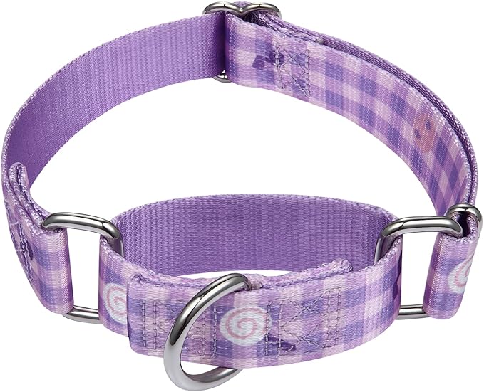 Mikivery Martingale Dogs Collar Plaid 1 inch Sturdy Slip Metal Buckle Collars Cute for Medium and Large Breed for Walking Training Outdoor Daily Use
